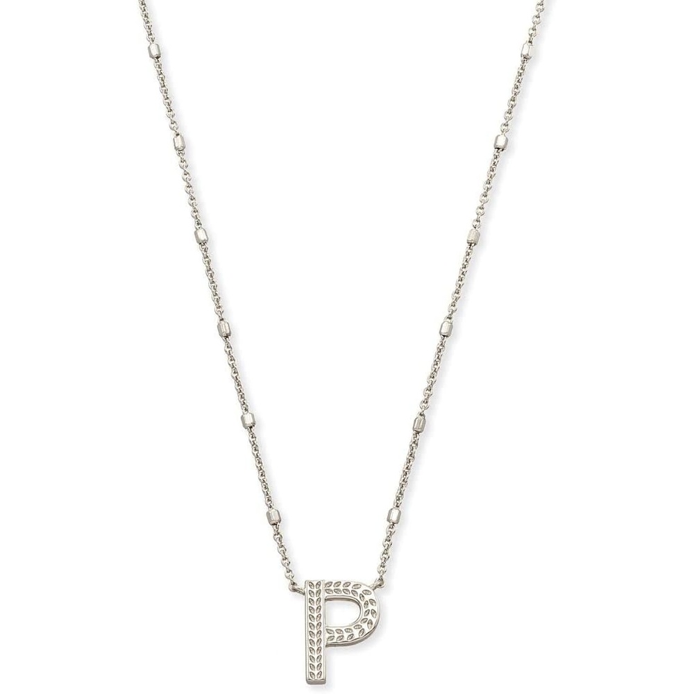 image:imageKendra Scott Letters AZ Pendant Necklace for Women Fashion Jewelry RhodiumPlated BrassLetter P