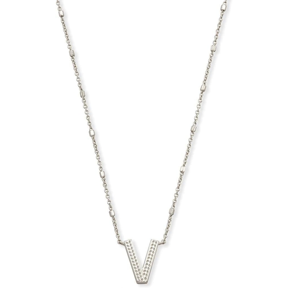 image:imageKendra Scott Letters AZ Pendant Necklace for Women Fashion Jewelry RhodiumPlated BrassLetter V
