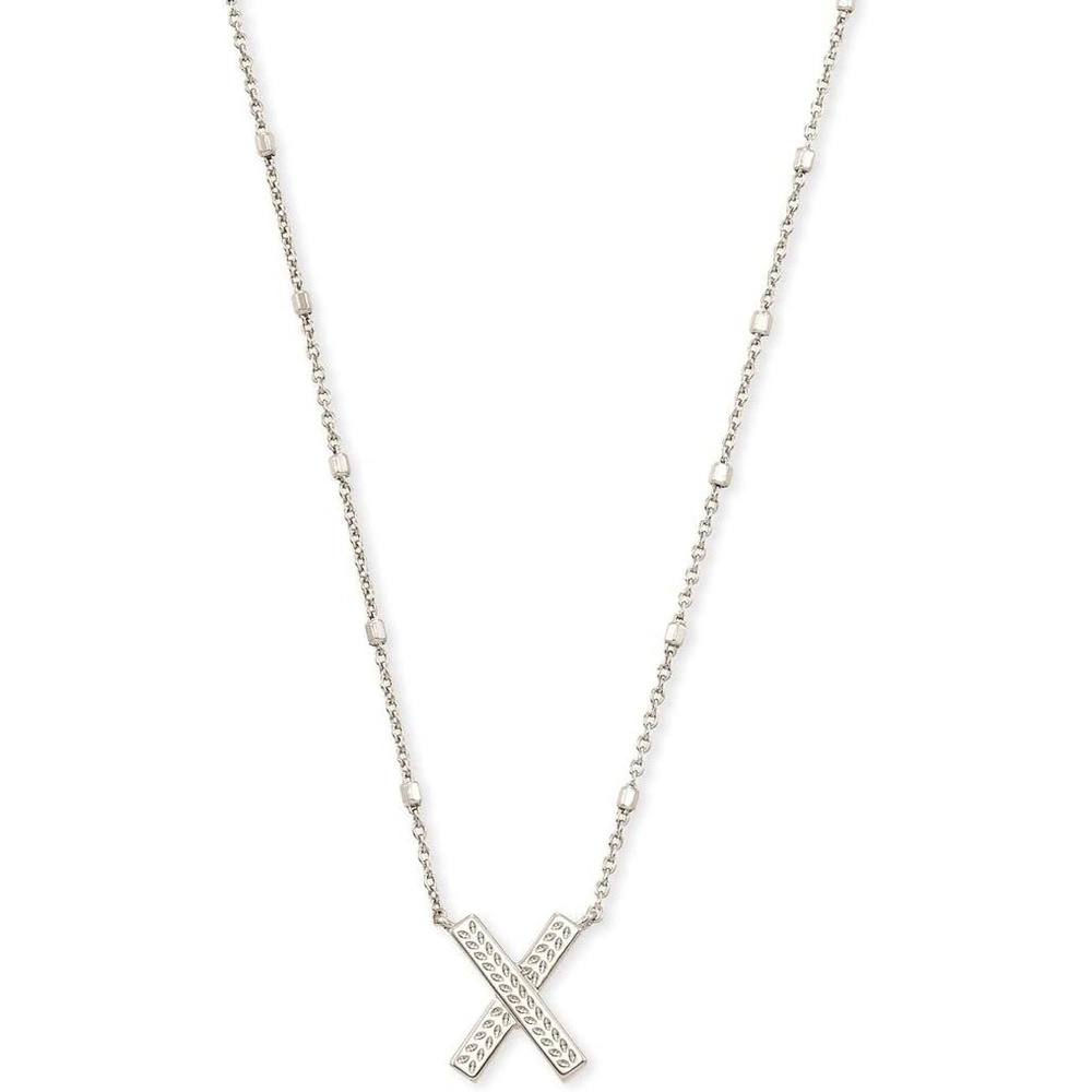 image:imageKendra Scott Letters AZ Pendant Necklace for Women Fashion Jewelry RhodiumPlated BrassLetter X
