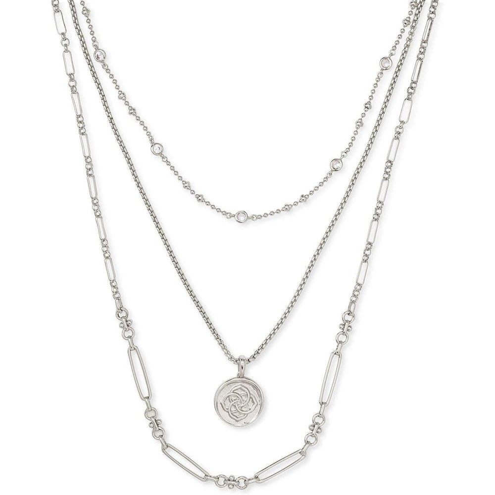 image:imageKendra Scott Medallion Triple Strand Necklace Fashion Jewelry for WomenRHODIUM