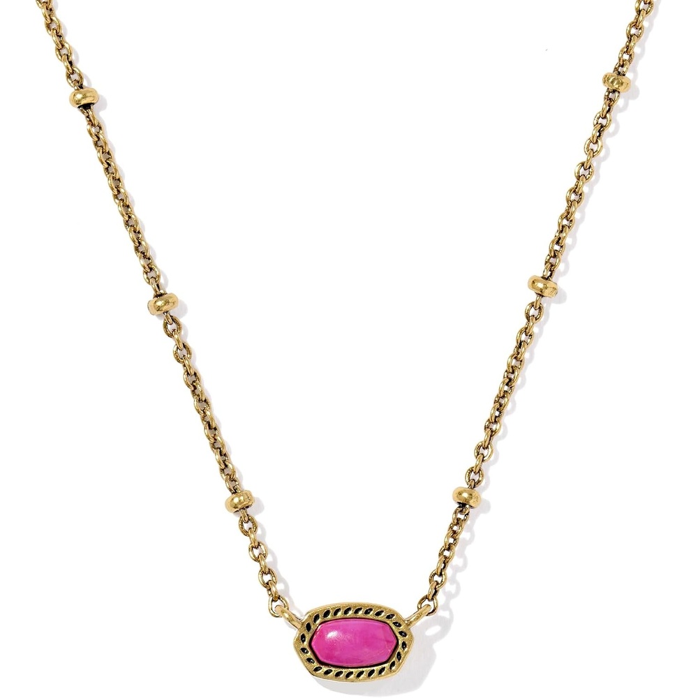 image:imageKendra Scott Mini Elisa 14k GoldPlated Satellite Short Pendant Necklace Fashion Jewelry for WomenGOLD  DARK FUCHSIA VARIEGATED MAGNESITE
