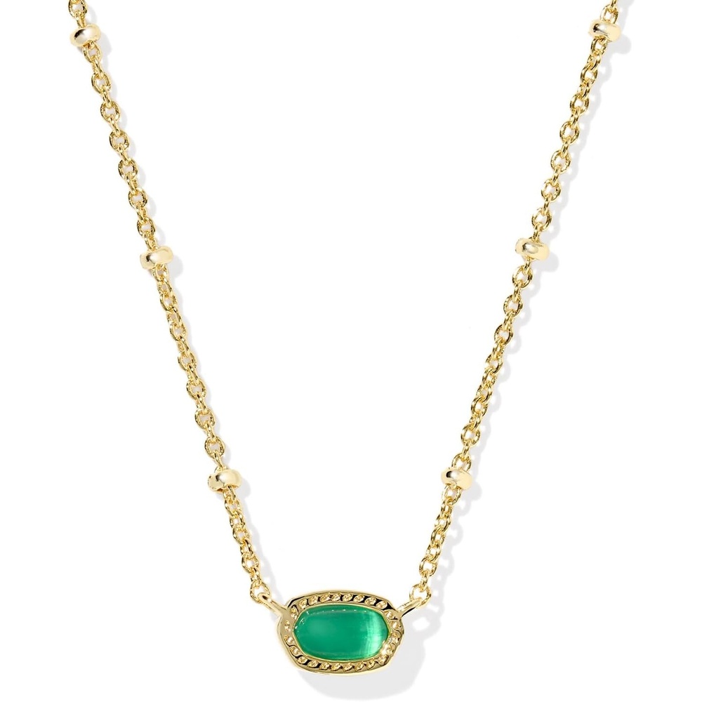image:imageKendra Scott Mini Elisa 14k GoldPlated Satellite Short Pendant Necklace Fashion Jewelry for WomenGOLD EMERALD CATS EYE
