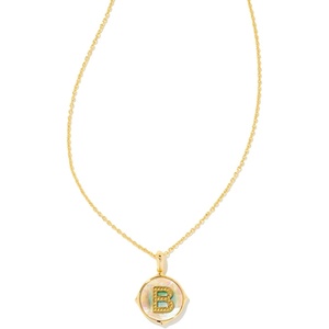 Kendra Scott 14k Gold-Plated Brass Letter A-Z Disc Reversible Pendant Necklace, Fashion Jewelry for Women(Letter B)