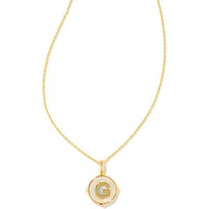 Kendra Scott 14k Gold-Plated Brass Letter A-Z Disc Reversible Pendant Necklace, Fashion Jewelry for Women(Letter G)