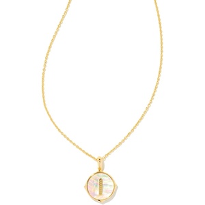 Kendra Scott 14k Gold-Plated Brass Letter A-Z Disc Reversible Pendant Necklace, Fashion Jewelry for Women(Letter I)