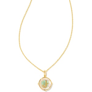 Kendra Scott 14k Gold-Plated Brass Letter A-Z Disc Reversible Pendant Necklace, Fashion Jewelry for Women(Letter J)
