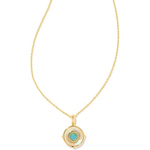 Kendra Scott 14k Gold-Plated Brass Letter A-Z Disc Reversible Pendant Necklace, Fashion Jewelry for Women(Letter O)