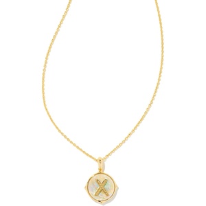 Kendra Scott 14k Gold-Plated Brass Letter A-Z Disc Reversible Pendant Necklace, Fashion Jewelry for Women(Letter X)