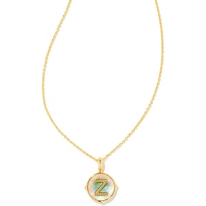Kendra Scott 14k Gold-Plated Brass Letter A-Z Disc Reversible Pendant Necklace, Fashion Jewelry for Women(Letter Z)