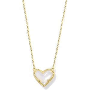 Kendra Scott Ari Heart Adjustable Length Pendant Necklace for Women, Fashion Jewelry(IVORY MOTHER OF PEARL)