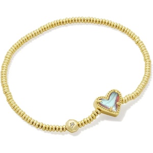 Kendra Scott Ari Heart Stretch Bracelet, Fashion Jewelry for Women(GOLD – DICHROIC GLASS)
