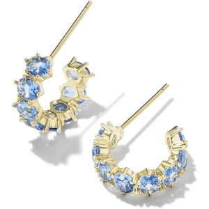 Kendra Scott Cailin Crystal Huggie Earrings, Fashion Jewelry For Women(GOLD – BLUE VIOLET CRYSTAL)