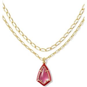 Kendra Scott Camry Enamel Framed Mlt Necklace, Fashion Jewelry for Women(GOLD – AZALEA ILLUSION)