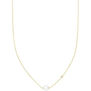 Kendra Scott Cathleen 18k Gold Short Pendant Necklace, Fine Jewelry for Women(18K YELLOW GOLD – WHITE PEARL)