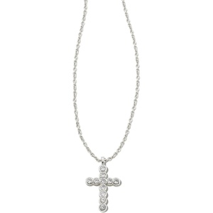 Kendra Scott Cross Crystal Pendant Necklace, Fashion Jewelry for Women(RHODIUM – WHITE CRYSTAL)