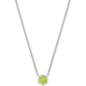 Kendra Scott Davie Pendant Necklace(STERLING SILVER – GREEN PERIDOT)