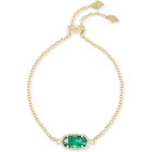 Kendra Scott Elaina Adjustable Chain Bracelet for Women, Fashion Jewelry, Gold-Plated(GOLD – EMERALD CATS EYE)