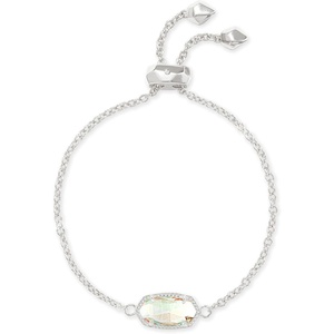 Kendra Scott Elaina Adjustable Chain Bracelet for Women, Fashion Jewelry, Gold-Plated(RHODIUM – IRIDESCENT DICHROIC GLASS)
