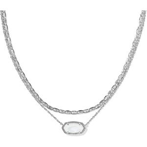 Kendra Scott Elisa Multi Strand Necklace for Women, Fashion Jewelry(RHODIUM – IVORY MOTHER OF PEARL)
