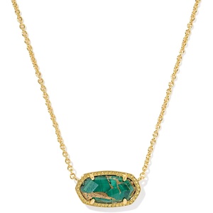 Kendra Scott Elisa Pendant Necklace for Women, Fashion Jewelry, 14k Gold-Plated(GOLD – BRONZE VEINED GREEN MALACHITE)