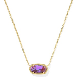 Kendra Scott Elisa Pendant Necklace for Women, Fashion Jewelry, 14k Gold-Plated(GOLD – BRONZED VEINED VIOLET MAGNESITE)