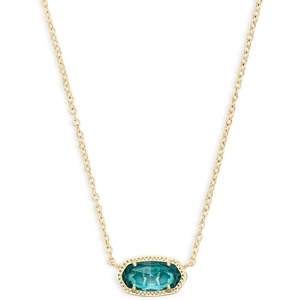 Kendra Scott Elisa Pendant Necklace for Women, Fashion Jewelry, 14k Gold-Plated(GOLD – LONDON BLUE CLEAR GLASS)