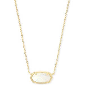 Kendra Scott Elisa Pendant Necklace for Women, Fashion Jewelry, 14k Gold-Plated(GOLD – WHITE OPAL)
