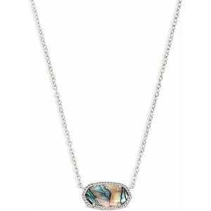 Kendra Scott Elisa Pendant Necklace for Women, Fashion Jewelry, 14k Gold-Plated(RHODIUM – ABALONE SHELL)
