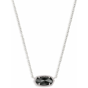 Kendra Scott Elisa Pendant Necklace for Women, Fashion Jewelry, 14k Gold-Plated(RHODIUM – BLACK)