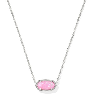 Kendra Scott Elisa Pendant Necklace for Women, Fashion Jewelry, 14k Gold-Plated(RHODIUM – CARNATION KYOCERA OPAL)