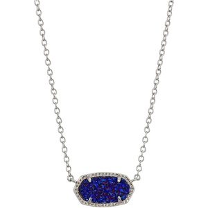 Kendra Scott Elisa Pendant Necklace for Women, Fashion Jewelry, 14k Gold-Plated(RHODIUM – INDIGO BLUE DRUSY)