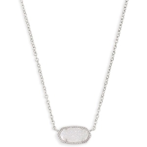 Kendra Scott Elisa Pendant Necklace for Women, Fashion Jewelry, 14k Gold-Plated(RHODIUM – IRIDESCENT DRUSY)