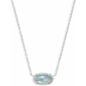 Kendra Scott Elisa Pendant Necklace for Women, Fashion Jewelry, 14k Gold-Plated(RHODIUM – LIGHT BLUE ILLUSION)