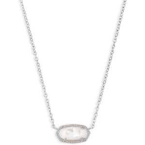 Kendra Scott Elisa Pendant Necklace for Women, Fashion Jewelry, 14k Gold-Plated(RHODIUM – white MOTHER OF PEARL)