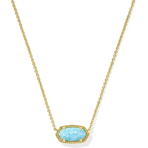 Kendra Scott Elisa Pendant Necklace for Women, Fashion Jewelry, Gold-Plated Brass, Light Teal Kyocera Opal