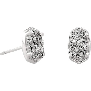 Kendra Scott Emilie Stud Earrings for Women, Fashion Jewelry(RHODIUM – PLATINUM DRUSY)
