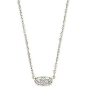 Kendra Scott Grayson Crystal Pendant Necklace, Fashion Jewelry for Women(RHODIUM – WHITE CUBIC ZIRCONIA)