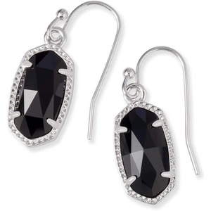 Kendra Scott Lee Drop Earrings for Women(RHODIUM – BLACK OPAQUE GLASS)