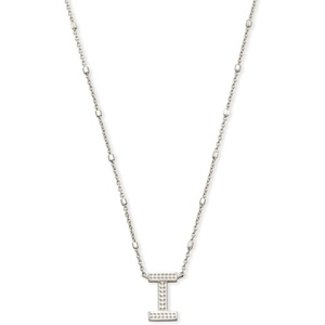Kendra Scott Letters A-Z Pendant Necklace for Women, Fashion Jewelry, Rhodium-Plated Brass(Letter I)