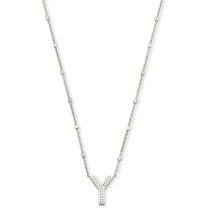 Kendra Scott Letters A-Z Pendant Necklace for Women, Fashion Jewelry, Rhodium-Plated Brass(Letter Y)