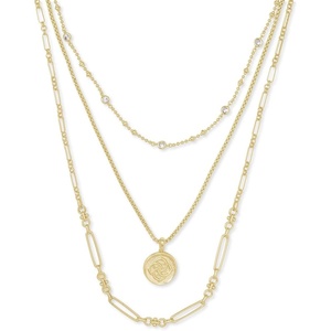 Kendra Scott Medallion Triple Strand Necklace, Fashion Jewelry for Women(GOLD)