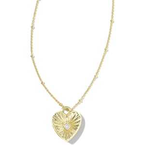 Kendra Scott Meredith Charm Necklace, 18k Gold Vermeil, Demi-Fine Jewelry for Women, White Topaz