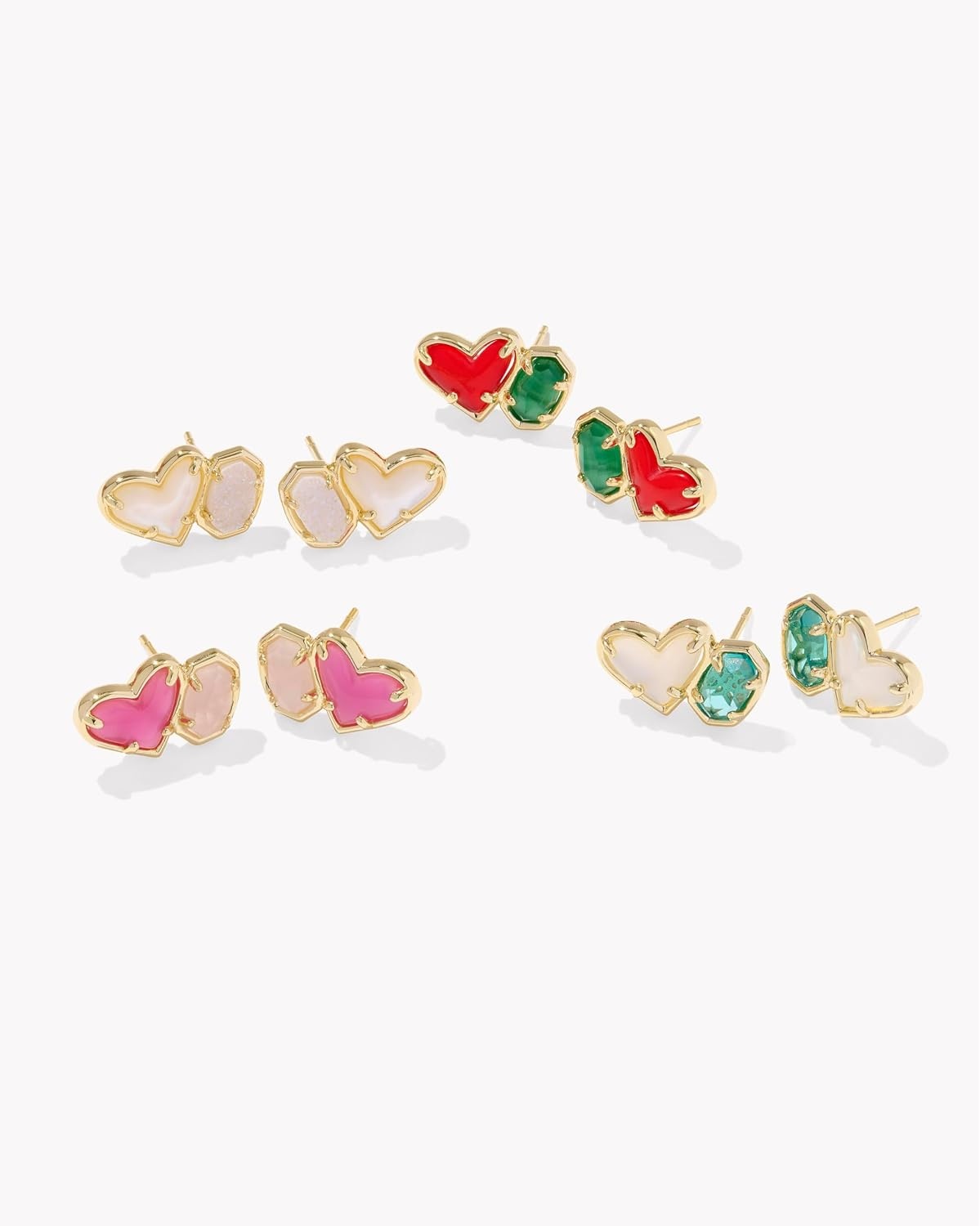 image:imageKendra Scott Ari Heart Emilie Stud Earrings Fashion Jewelry for WomenGOLD RED ILLUSION AND EMERALD CATS EYE