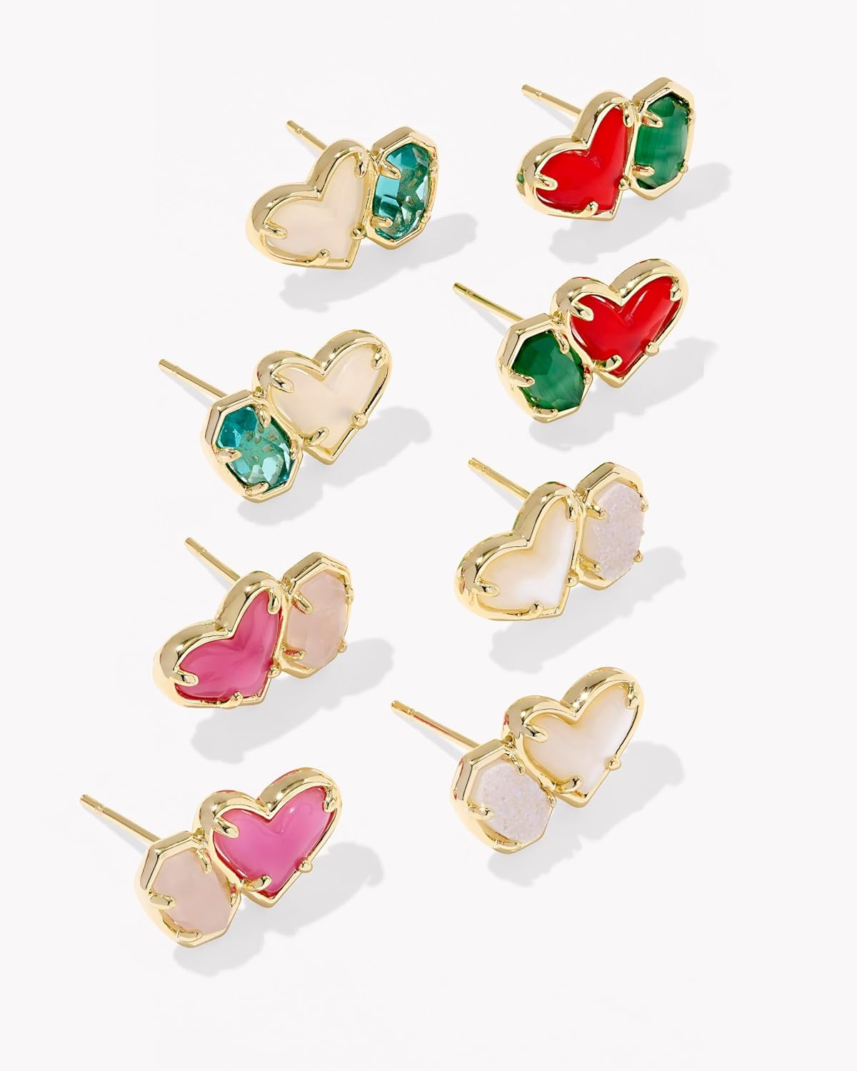 image:imageKendra Scott Ari Heart Emilie Stud Earrings Fashion Jewelry for WomenGOLD RED ILLUSION AND EMERALD CATS EYE