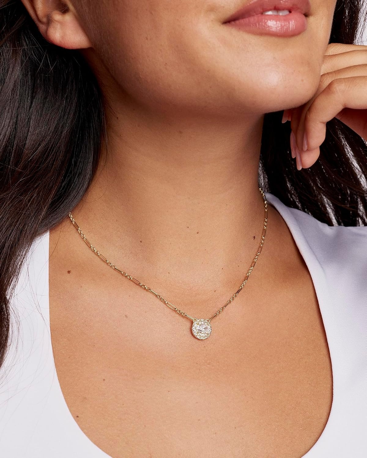 image:imageKendra Scott Bella Short Pendant Necklace Fashion Jewelry for WomenRHODIUM WHITE CZ