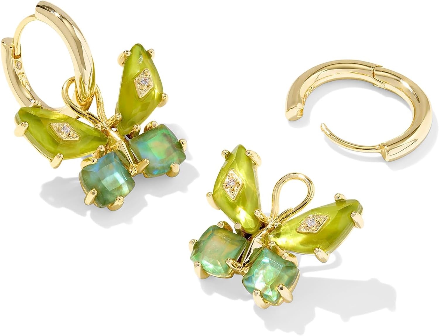 image:imageKendra Scott Bianca Butterfly Huggie Earrings Fashion Jewelry for WomenGold Green Mix
