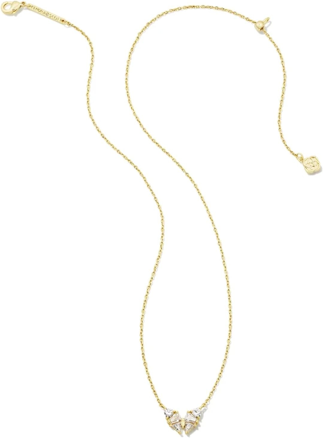 image:imageKendra Scott Blair 14k GoldPlated Butterfly Small Short Pendant Necklace in White Crystal Fashion Jewelry for Women