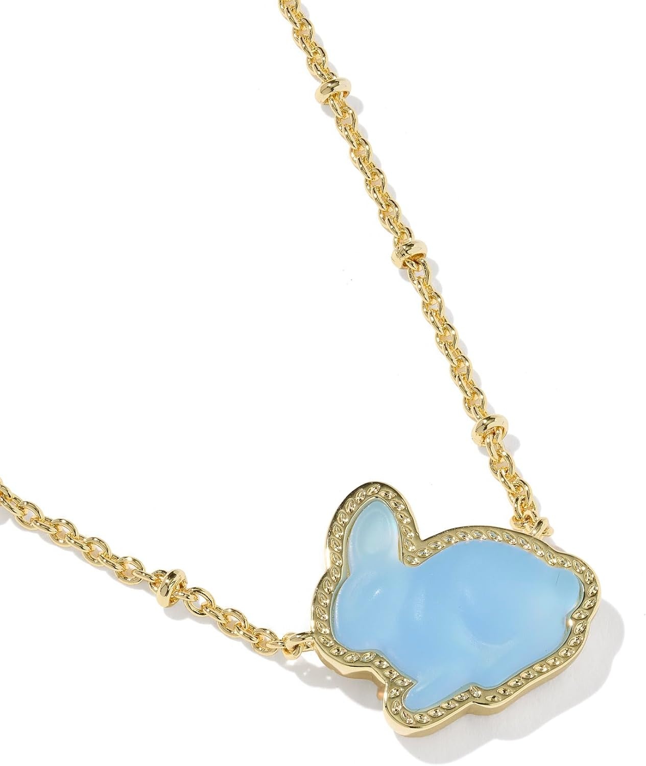 image:imageKendra Scott Bunny Short Pendant Necklace Fashion Jewelry for WomenGOLDMATTE LIGHT BLUE DICHROIC GLASS