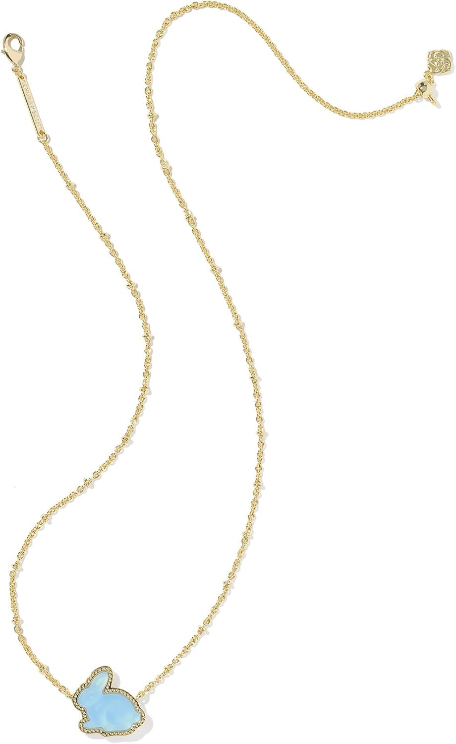 image:imageKendra Scott Bunny Short Pendant Necklace Fashion Jewelry for WomenGOLDMATTE LIGHT BLUE DICHROIC GLASS