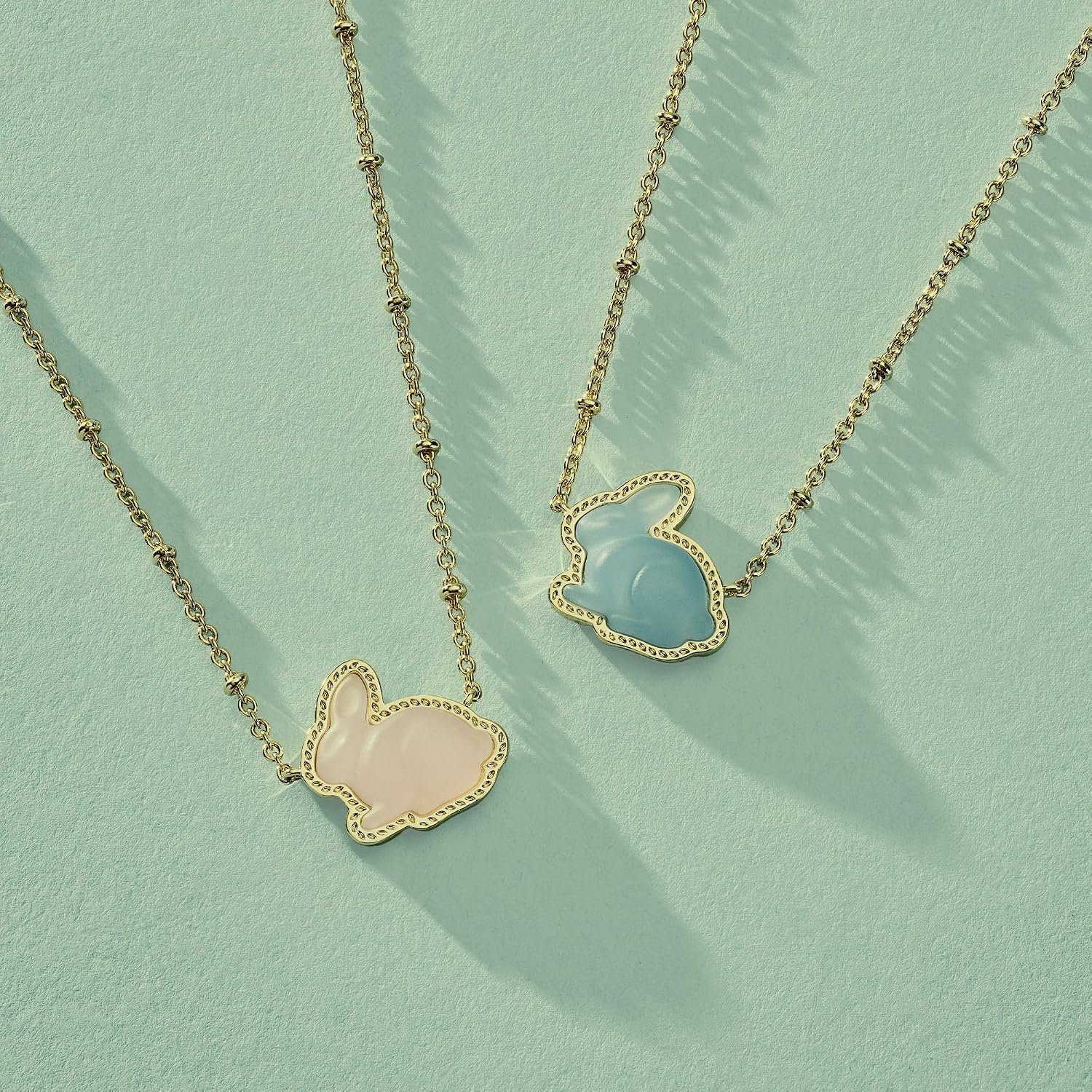 image:imageKendra Scott Bunny Short Pendant Necklace Fashion Jewelry for WomenGOLDMATTE LIGHT BLUE DICHROIC GLASS